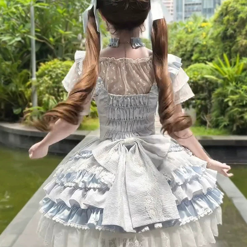 Creamy - Balletcore Sweet Lolita Dress - Pale blue one-piece Lolita