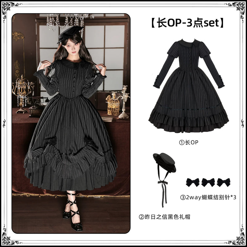 With PUJI - Silence Tonight - Classic Lolita OP Dress, Ruffle Trim detail view 7