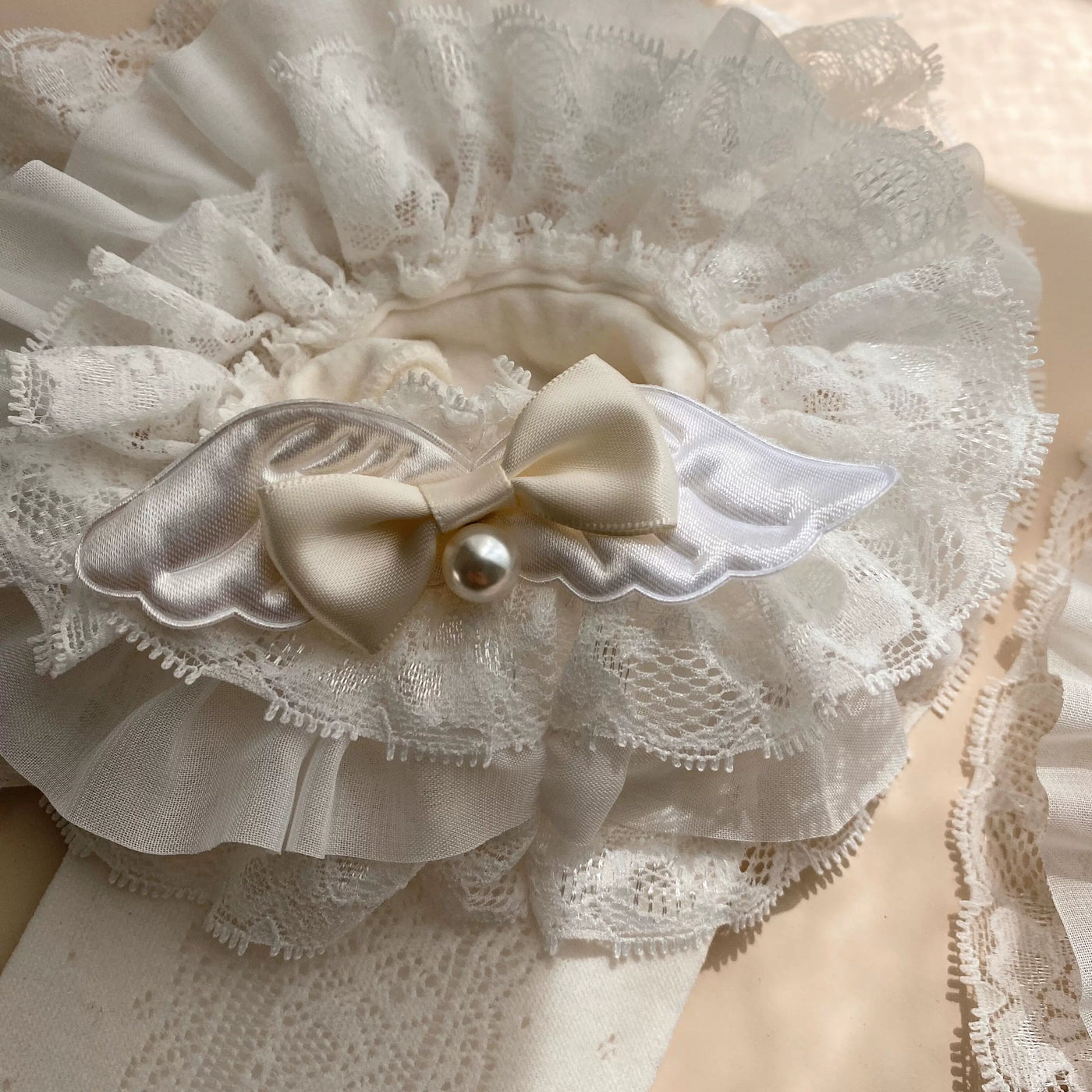 Sock Noble - Angel's Secret Garden - Lace Socks with Bow and Pearl Details