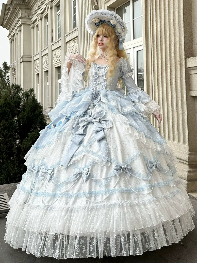 Emoji Dream - Rococo Lolita Ball Gown - Blue long-length formal