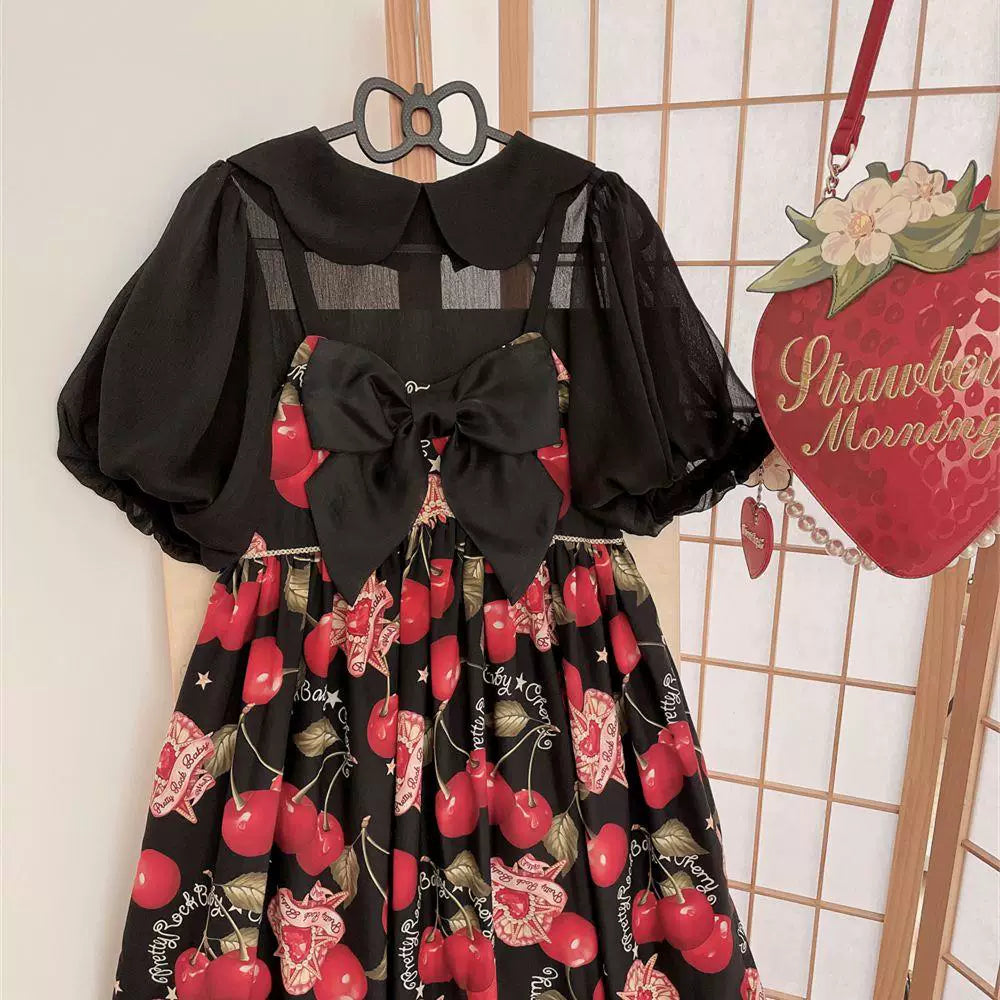 Sweetheart Dream Machine - Petal Collar Layering - Lightweight pullover blouse with a petal collar and puff sleeves