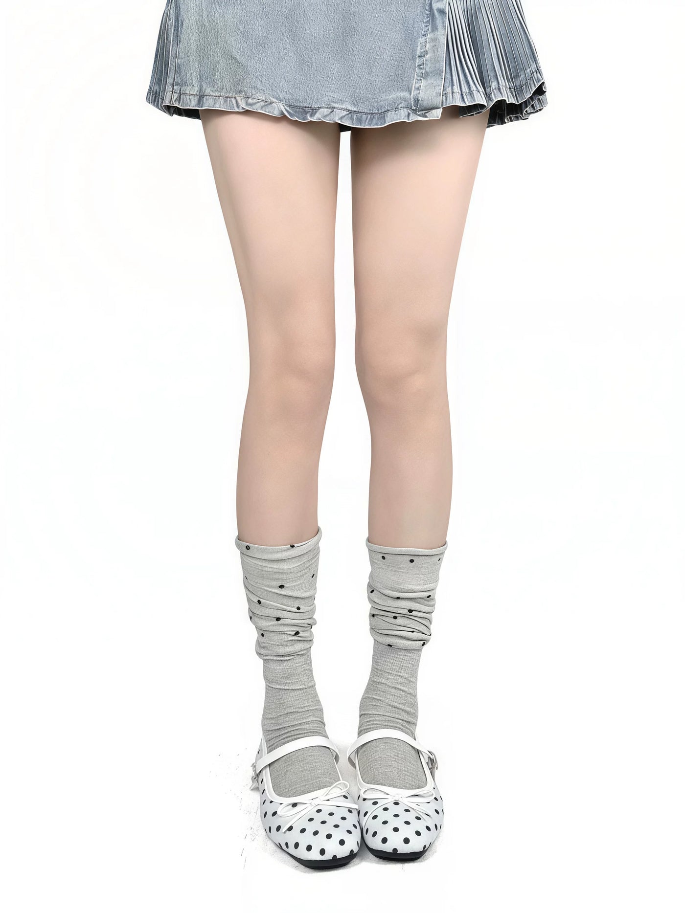 White Socks - Polka Dot - Mid-Calf Socks