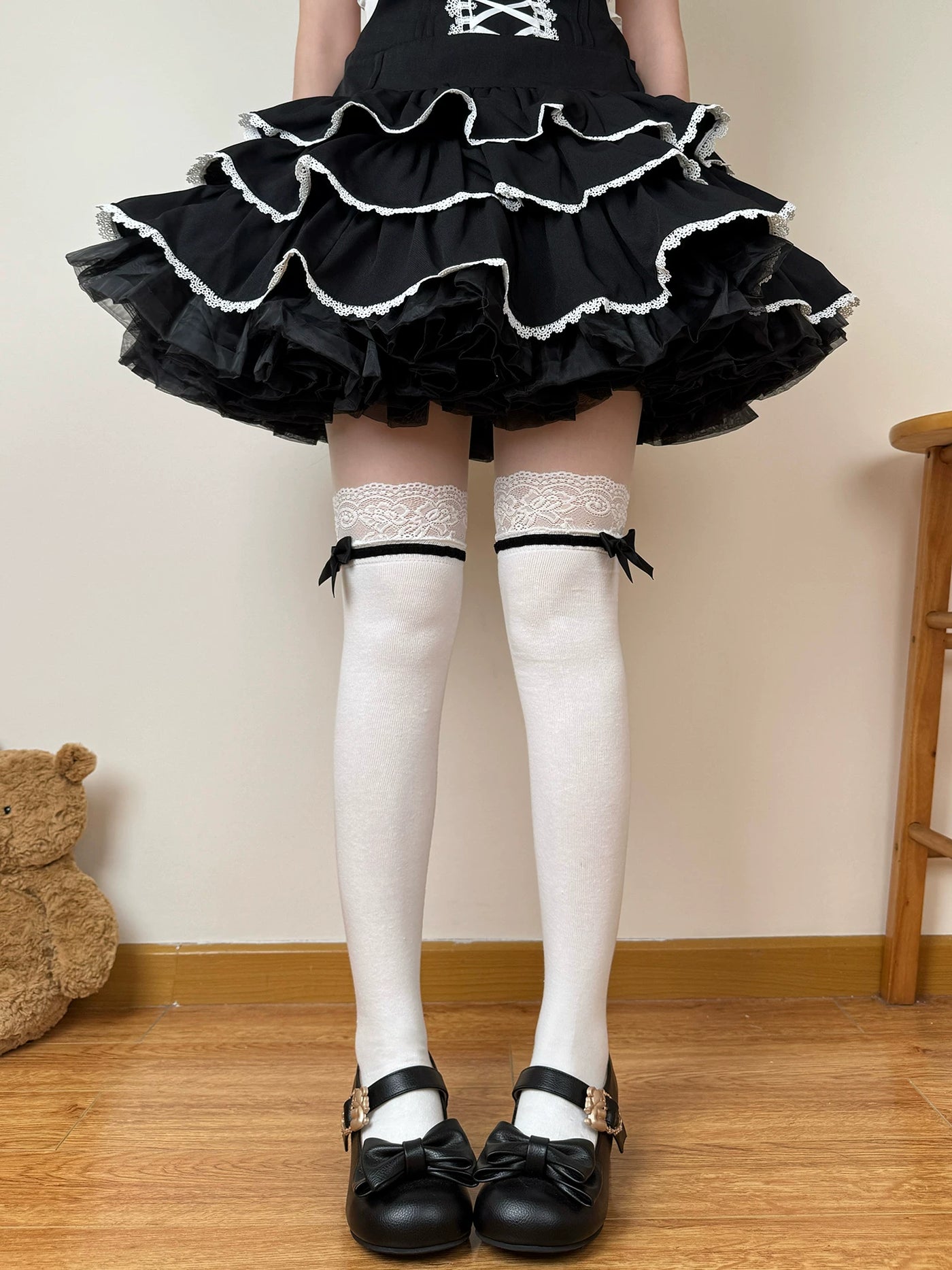 Chubby Bear Tales - Ribbon Charm - White Socks with Side Bows