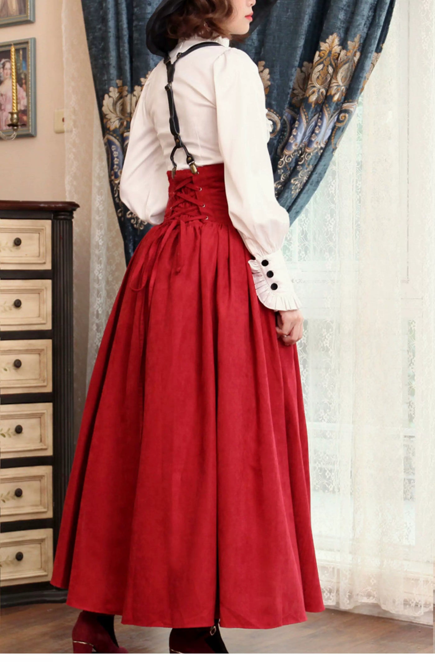 LACE GARDEN - Magic Academy - High-Waist Full Skirt Set with Ruffled Blouse
