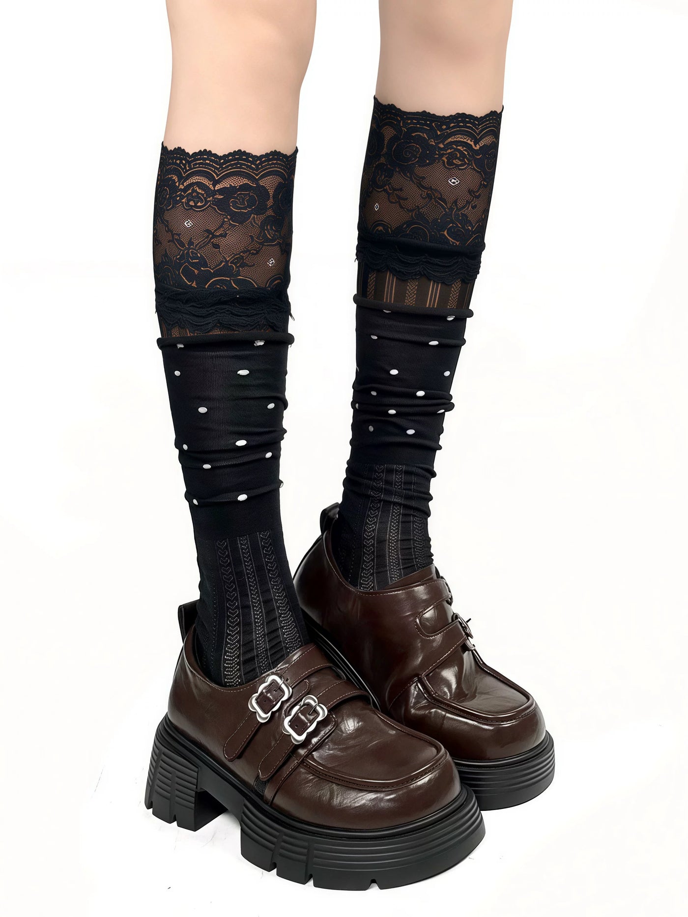White Socks - Polka Dot - Mid-Calf Socks