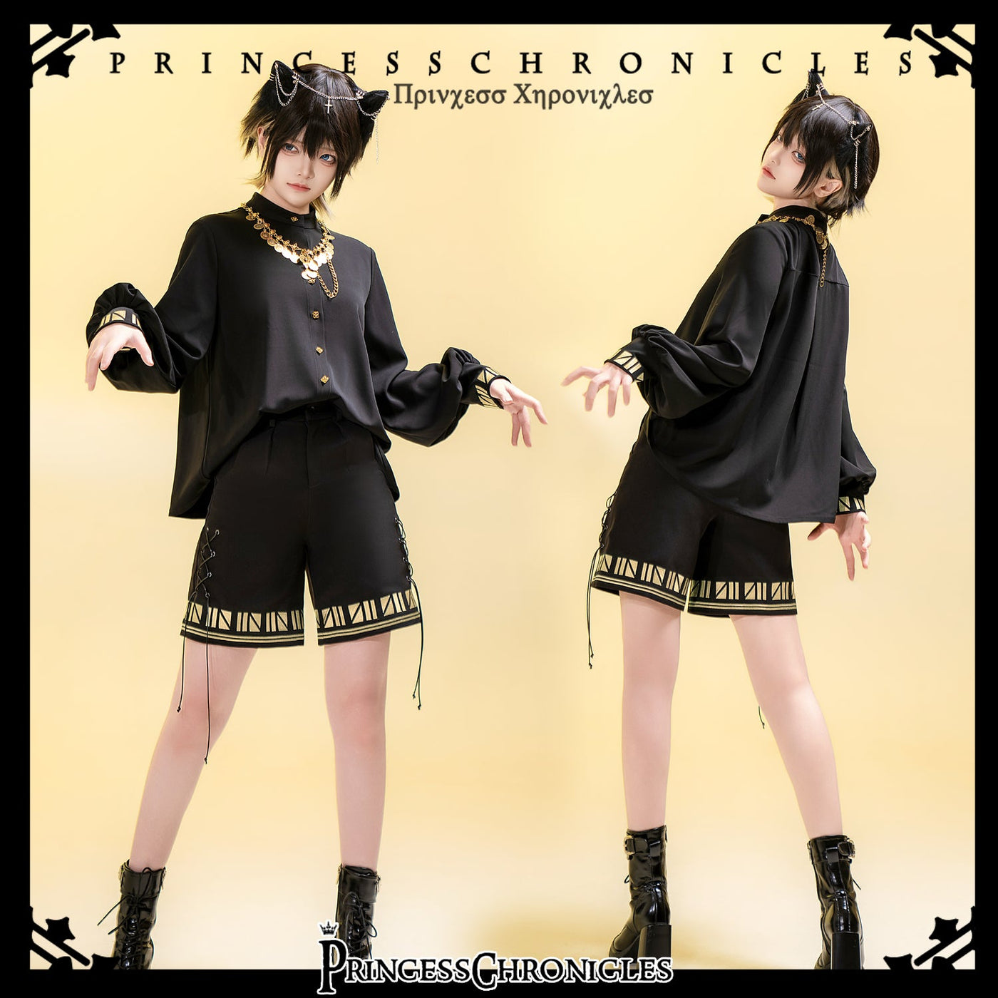 Princess Chronicles - Black Cat - Vintage Ouji Lolita Necklace