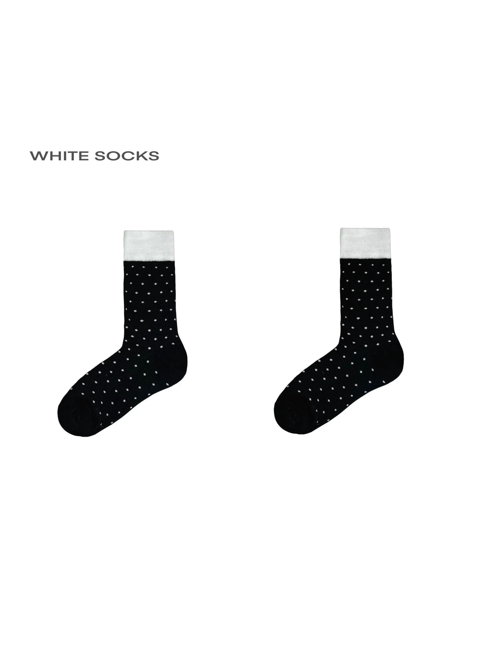 Black polka dot mesh knee-high sock with ribbed cuff