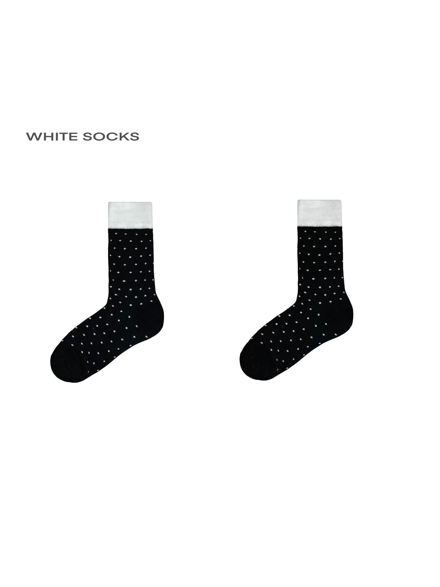 Black polka dot mesh knee-high sock with ribbed cuff