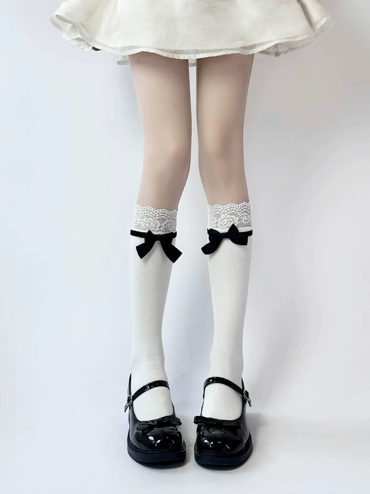 Fantasy Doll - Lace Bow - Socks with Lace Cuffs and Bow Accents