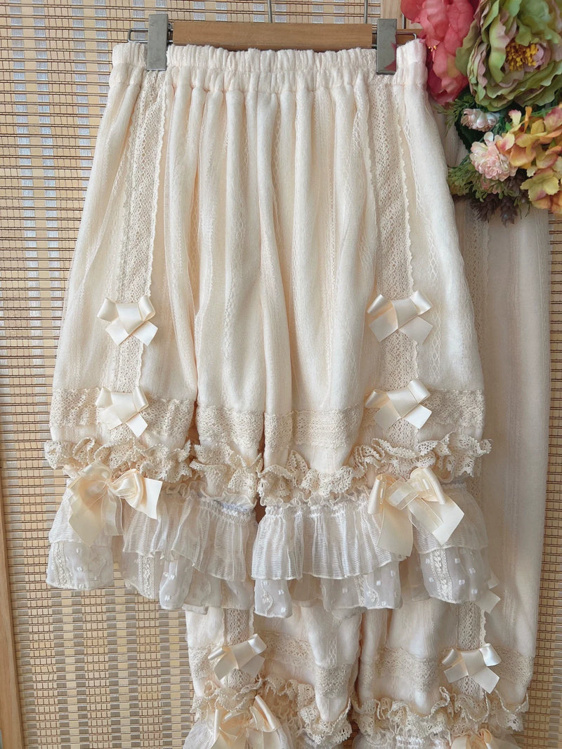 Ilovexiaolu - Coral Fleece & Cotton Styles - Lolita Bloomers with Ruffled Leg Openings and Bows - product detail 3