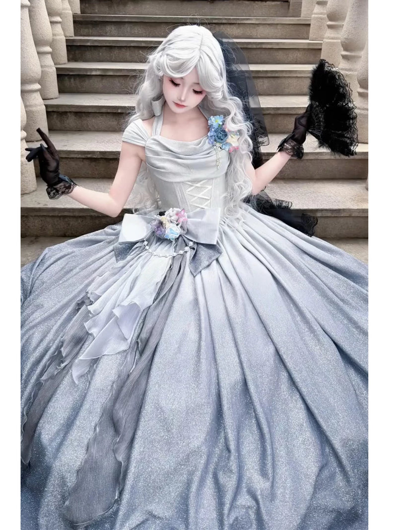 Emoji Dream - Star Dream Lolita Ballgown - Silver grey embellished