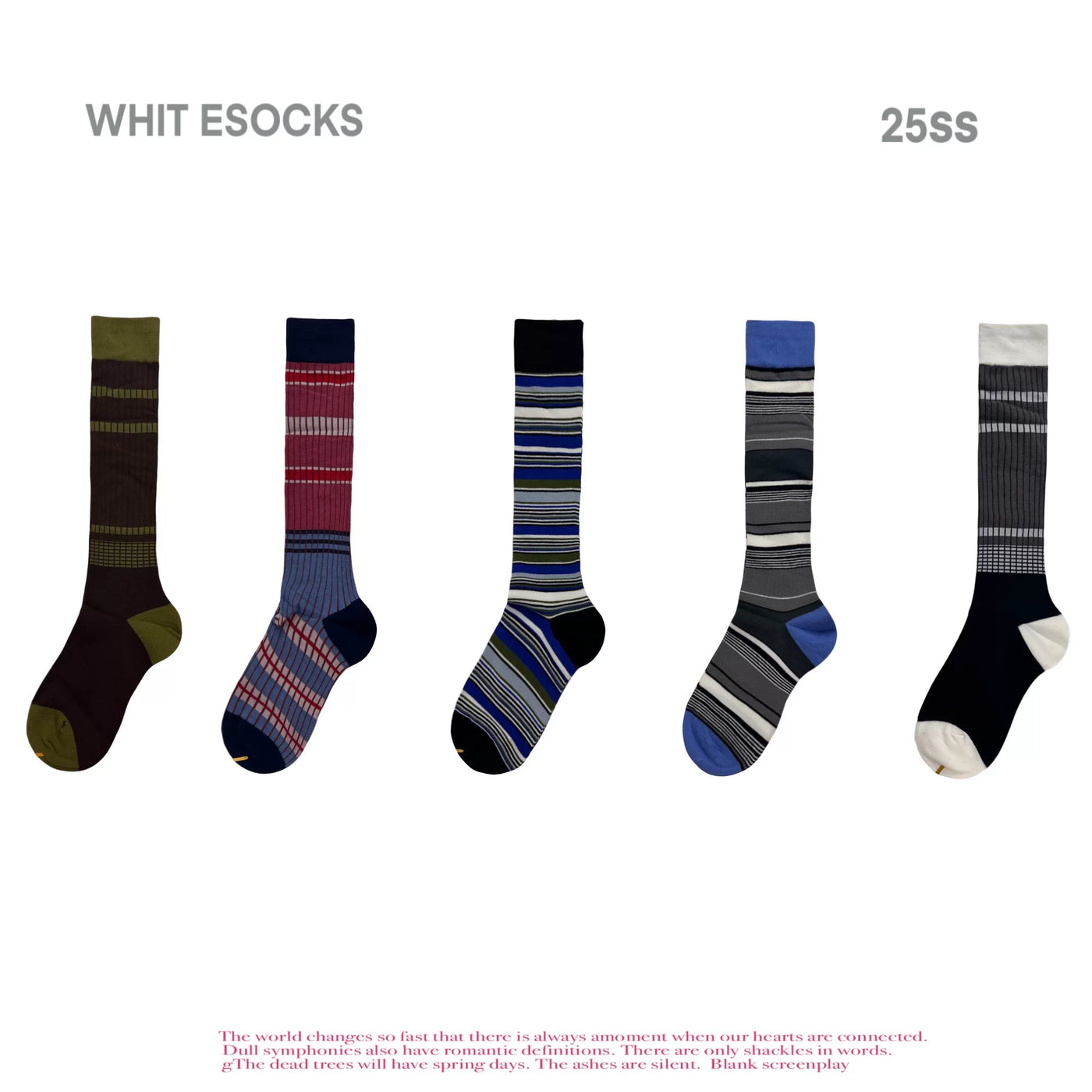 Colorblock striped mid-calf socks in red, blue and white
