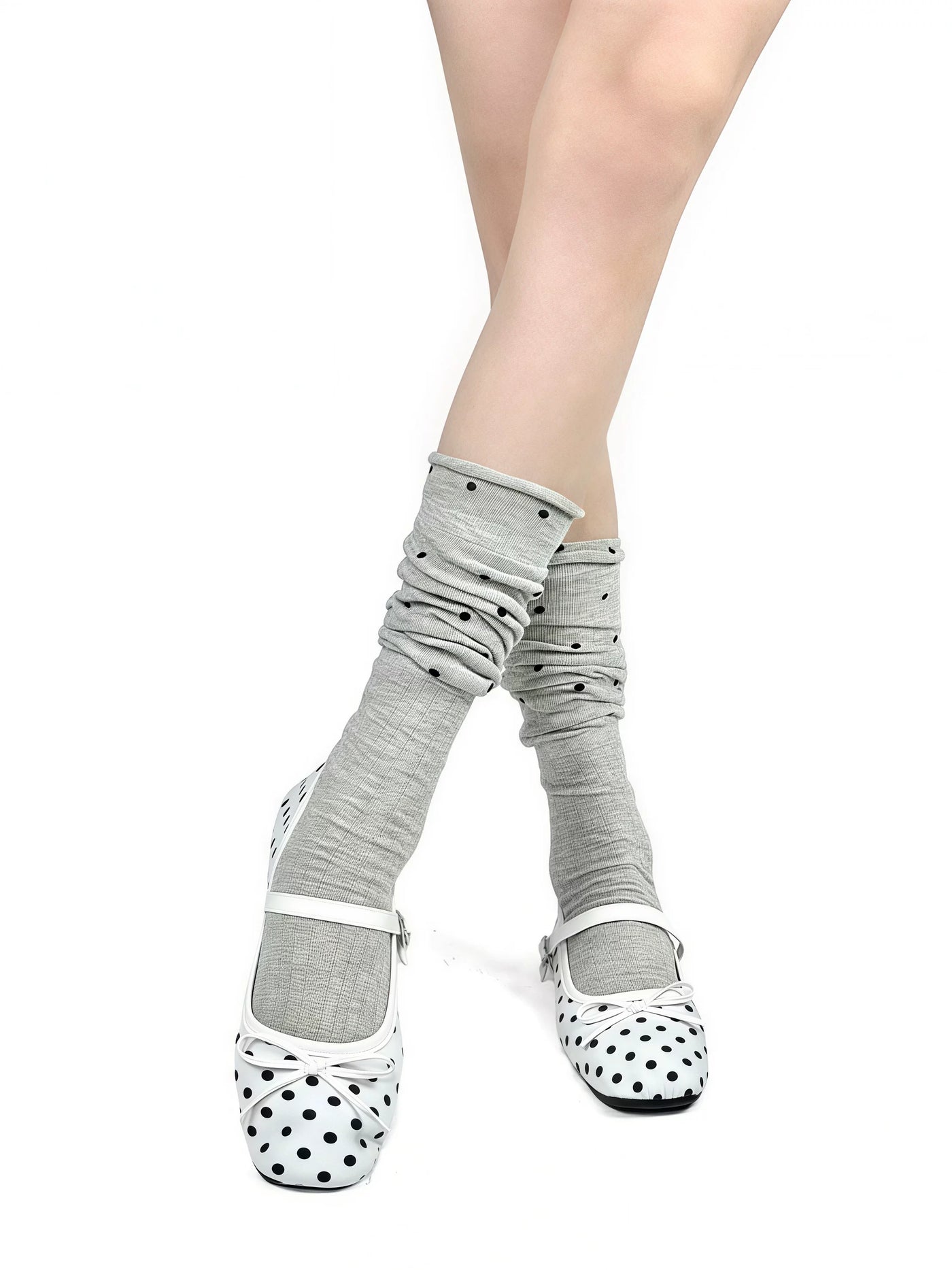 White Socks - Polka Dot - Mid-Calf Socks
