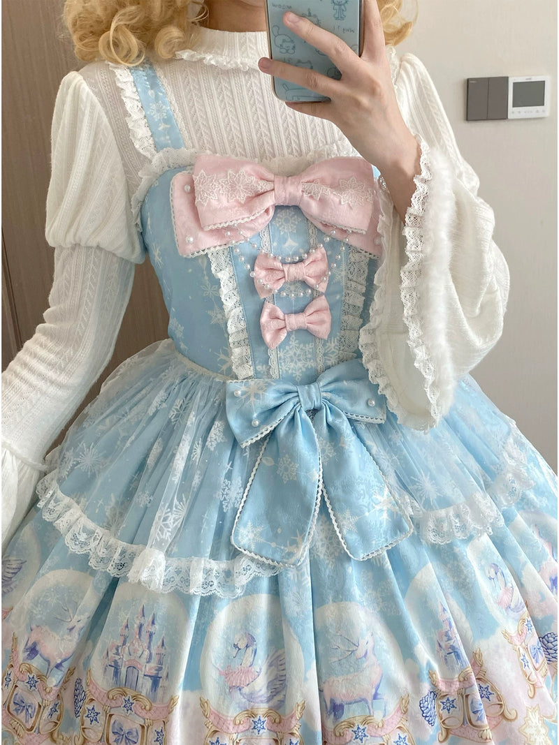 Winter Snowball Plush Lace Printed Lolita JSK — additional product view
