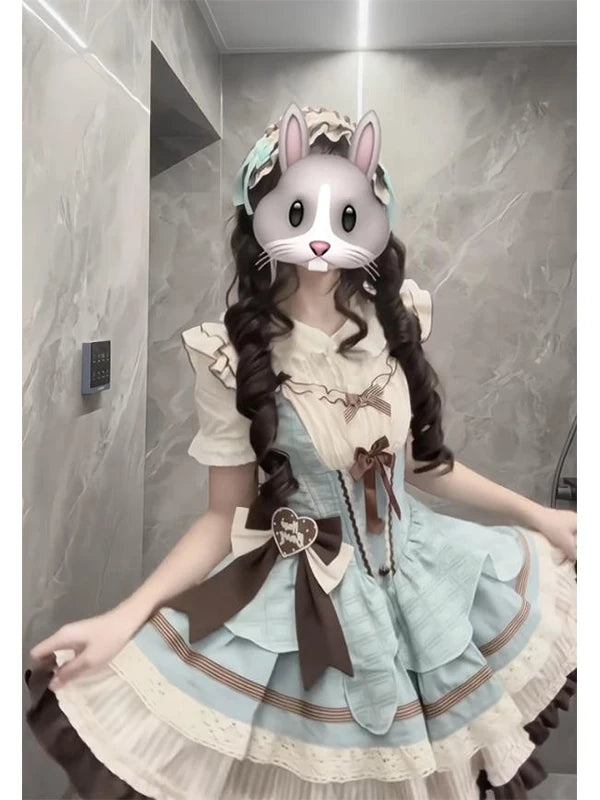 Creamy - Mint Chocolate Layered - JSK Set with a Short-Sleeve Blouse