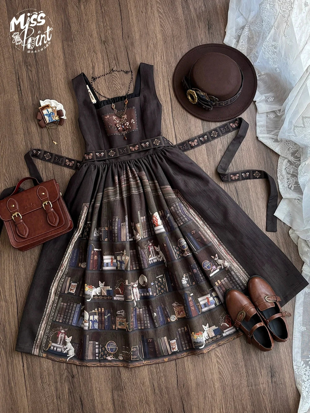German Bookshelf - Classic Lolita Printed JSK Dress (2XL L M S XL XS) 44029:792929