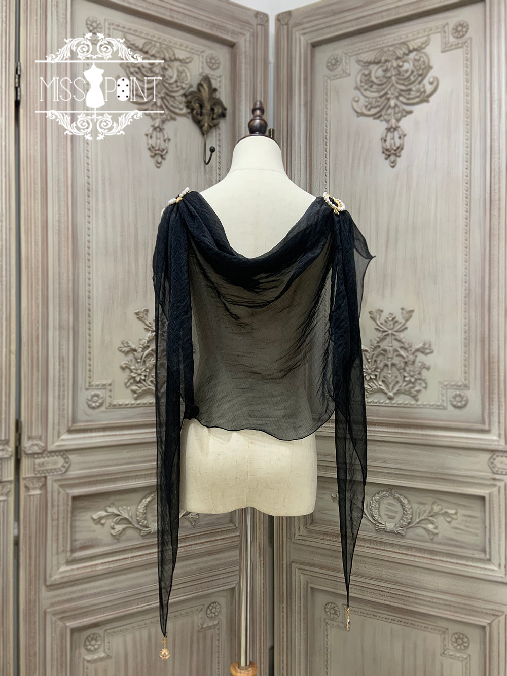 Dusk Bester - Egyptian Lolita Brooch Waistband Shawl black small shawl
