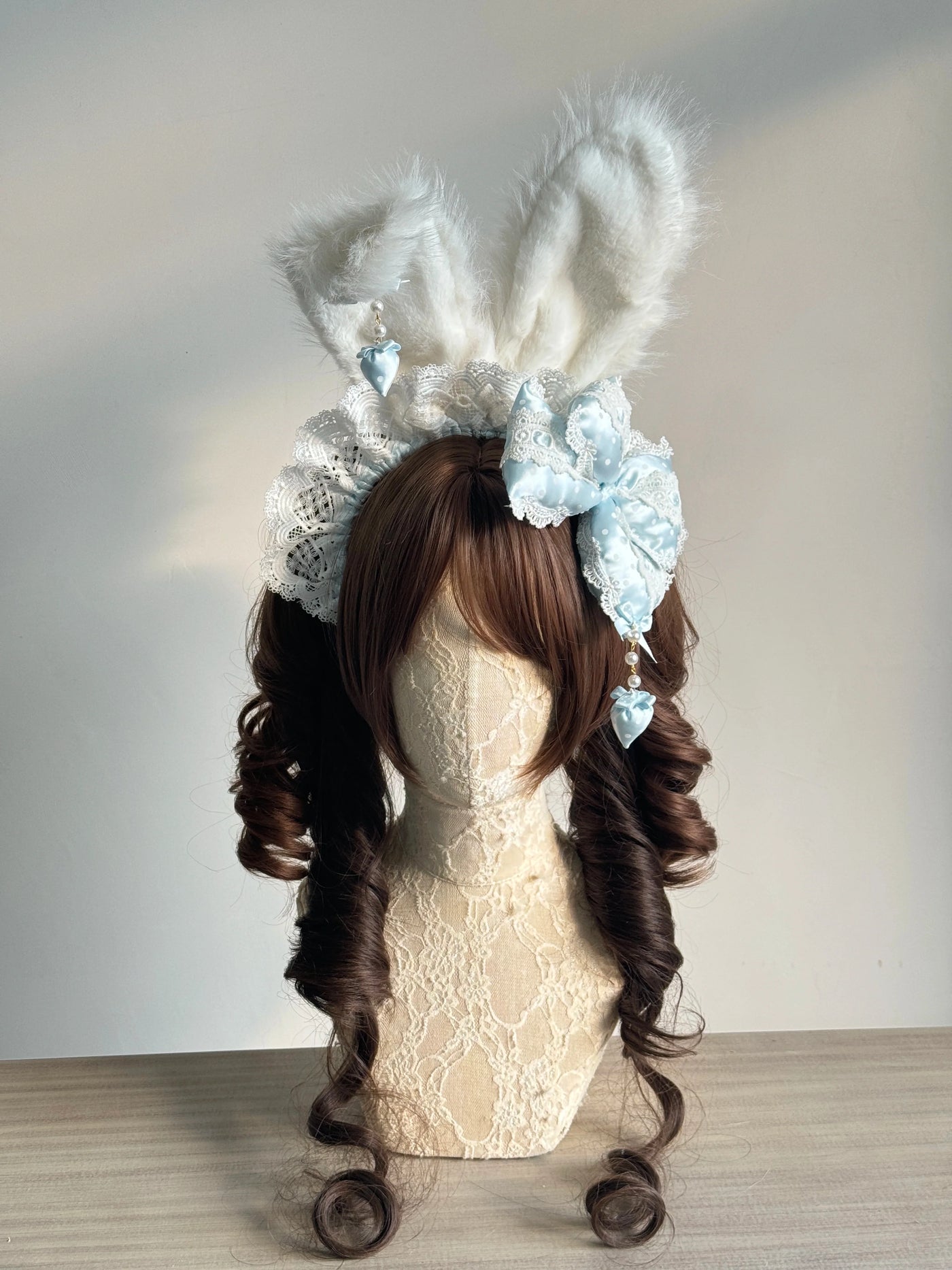 MAID - Polka Dot Bow - Sweet Lolita Headdress with Bunny-Ear Options - product detail 6