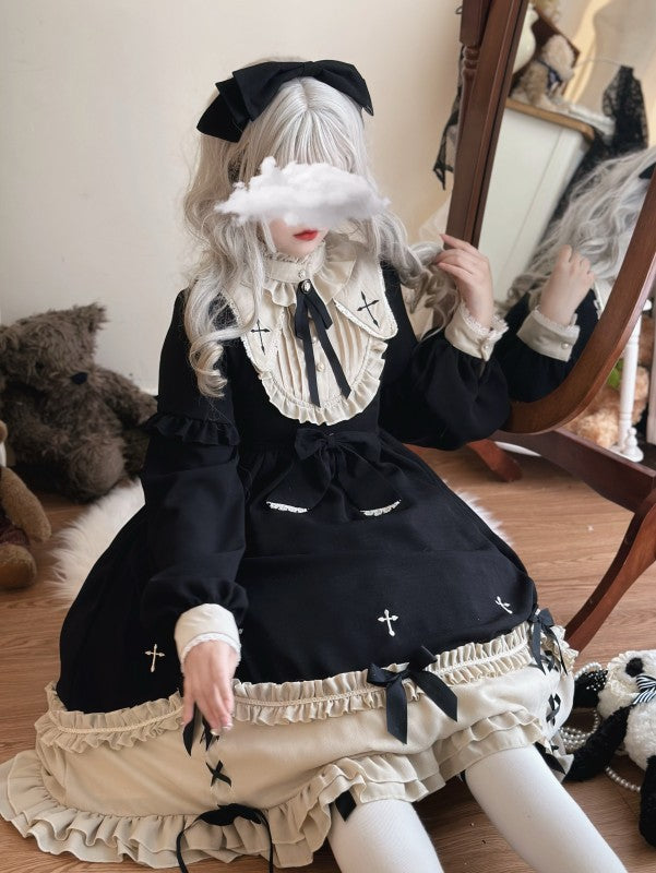 Niu Niu - Plus Size Gothic Lolita Winter OP - Dress, Cross Embroidery OP Dress