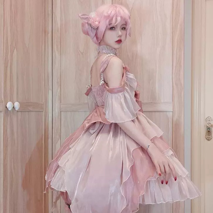 Sweetheart Dream Machine - Little Flower Fairy - Pink JSK with Layered Ruffles and Oversized Bow