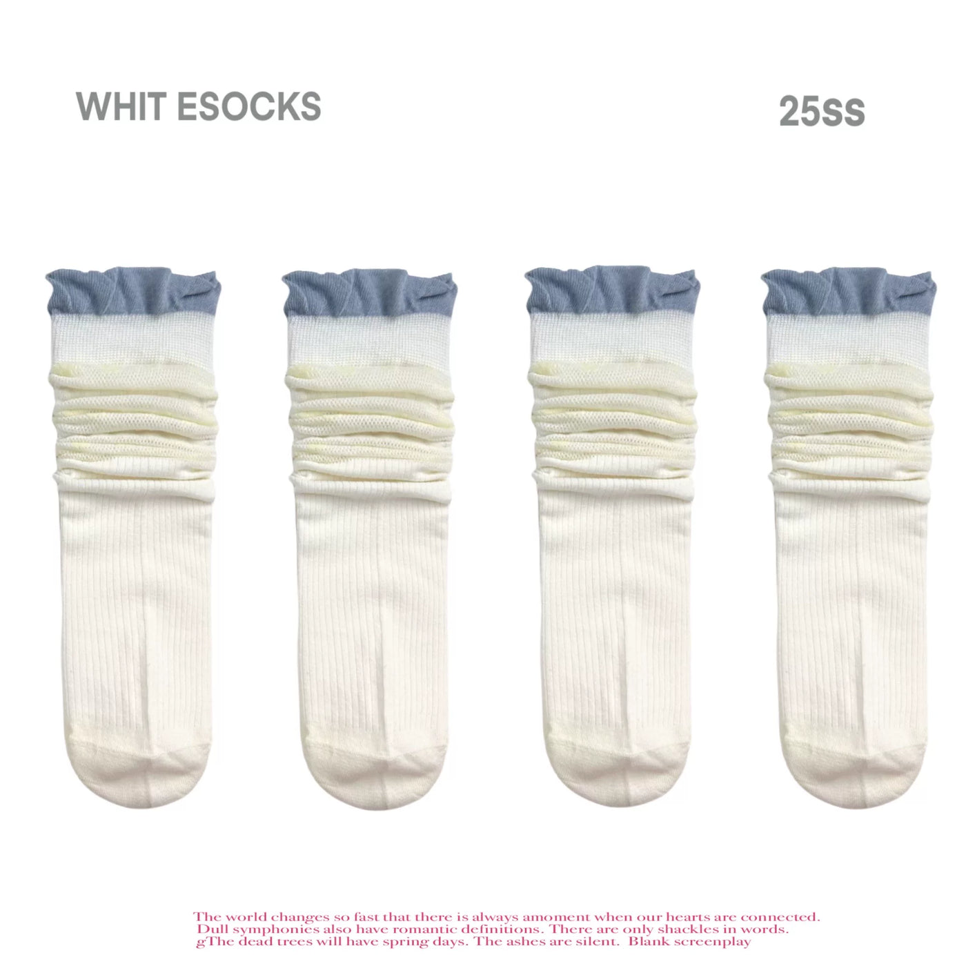 White Socks - Floral Mesh - Ultra-Thin Mid-Calf Socks with Flower Motifs