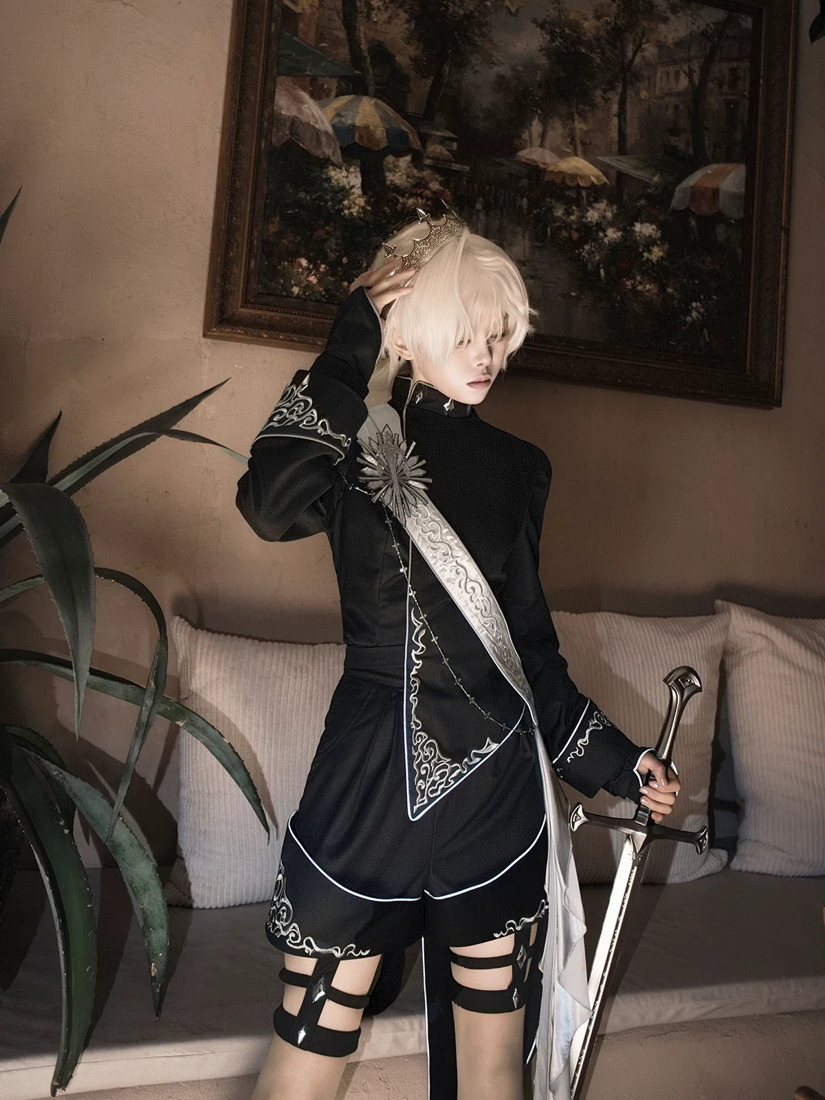 Your Princess - Oathbound Sword - Embroidery Ouji Lolita Set, High-Low Hem Coat