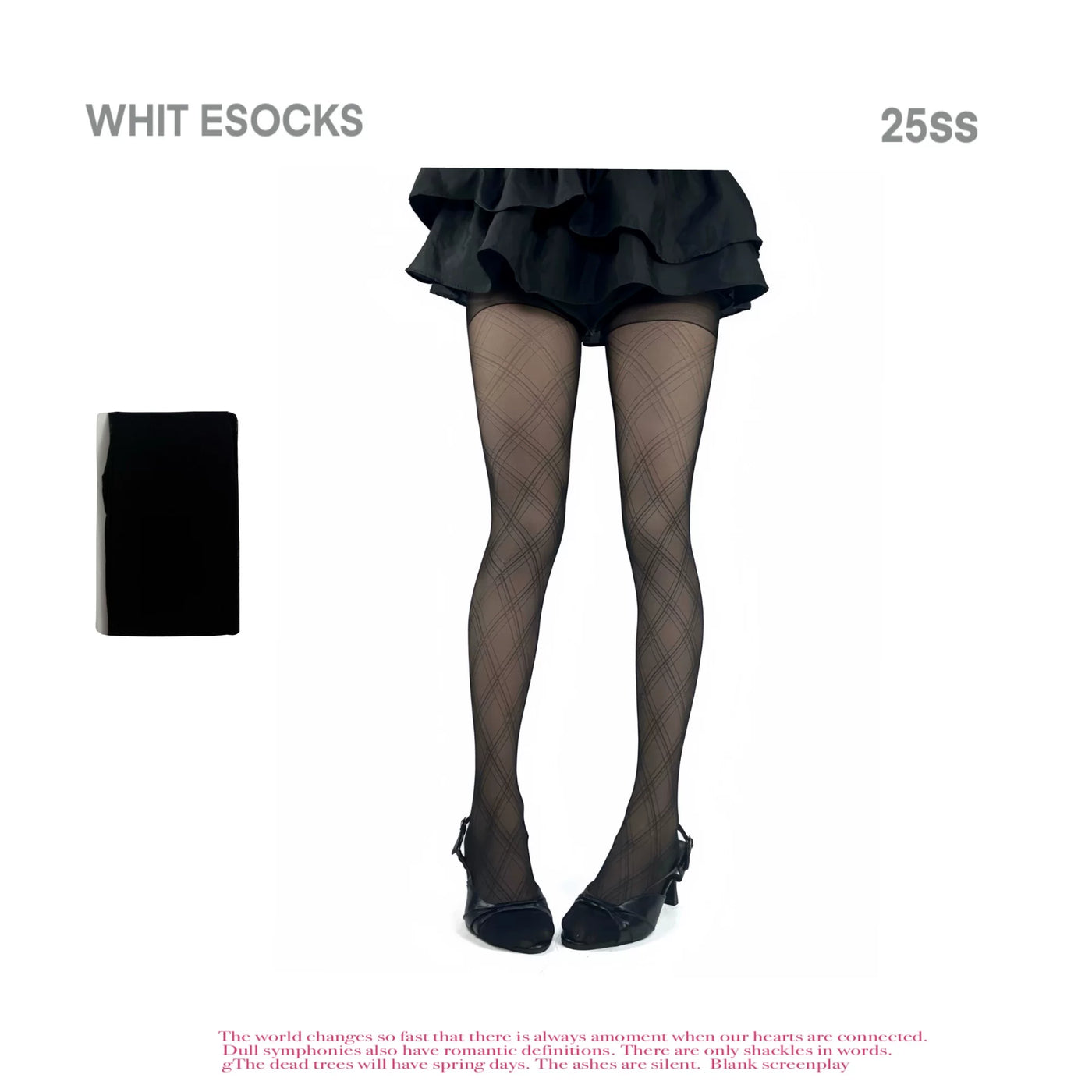 White Socks - Ballet Diamond - Semi-sheer tights with a diagonal diamond-grid pattern