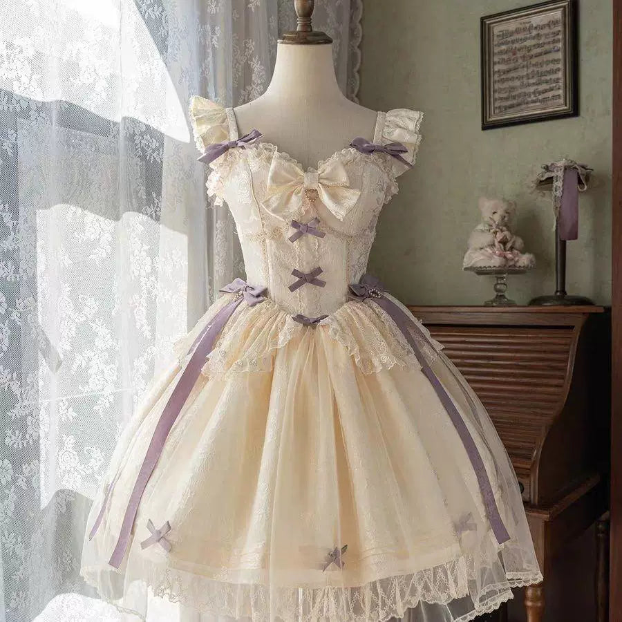 Sweetheart Dream Machine - Moonlight Ballet - Boned JSK Dress Set with a Tail Veil