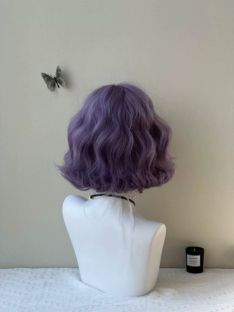 Grey-purple short curly full wig - view 4