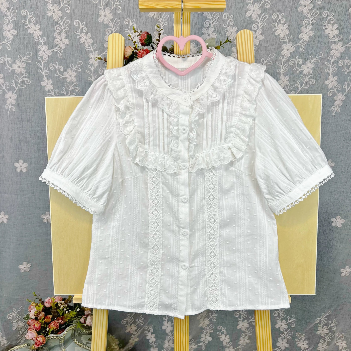 DMFS Lolita - Sweet Lolita Blouse Cotton Summer - Short Sleeve Shirt Innerwear