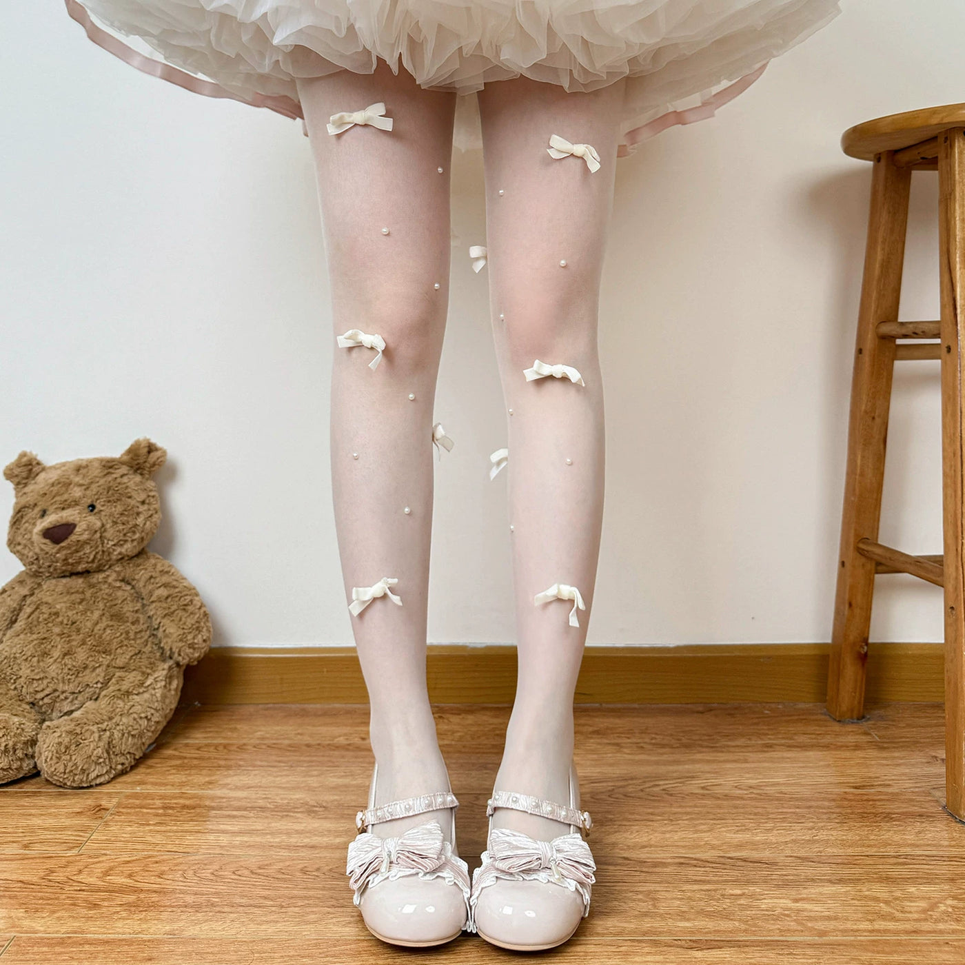 Chubby Bear Tales - Ballet Bow Collection - Tights with Decorative Bow and Motif Variations
