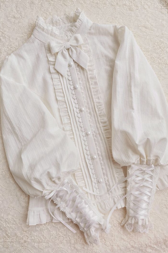 Yilia - Winter Mutton Sleeves Lace Flounce - Lolita Blouse Innerwear