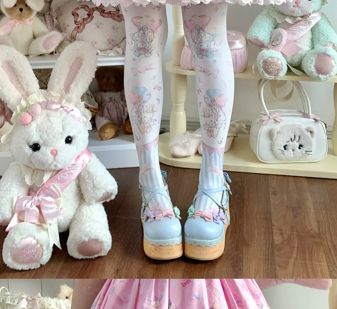 Roji Roji - Bunny Printed Sweet Lolita Pantyhose - Socks