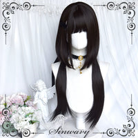 Sinwavy - Ink Jellyfish - black-brown straight jellyfish wig - Black-brown (detachable short hair + hair curtain set)