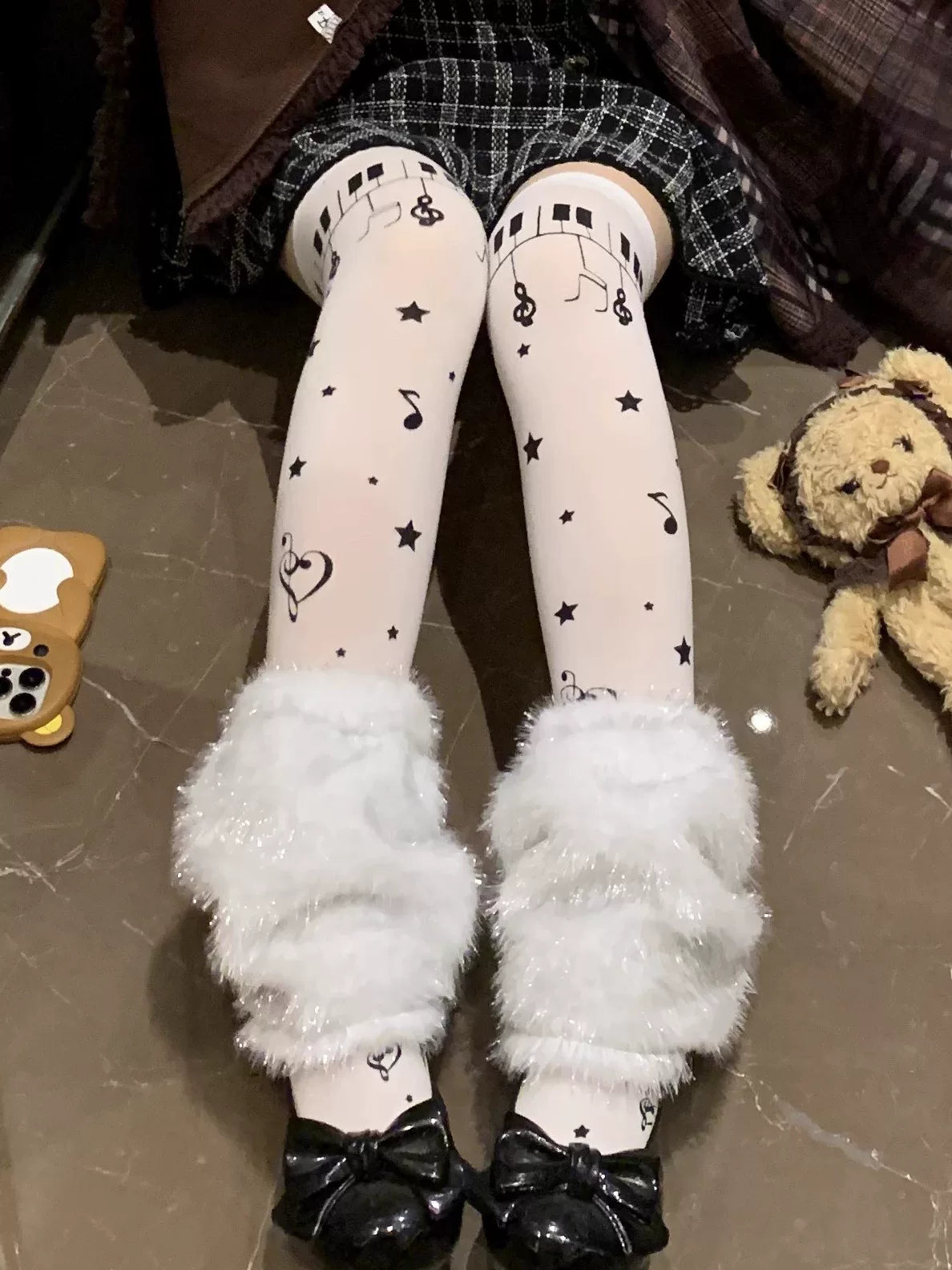 Fantasy Doll - Musical Notes - Over-the-Knee Socks with Music-Note Print