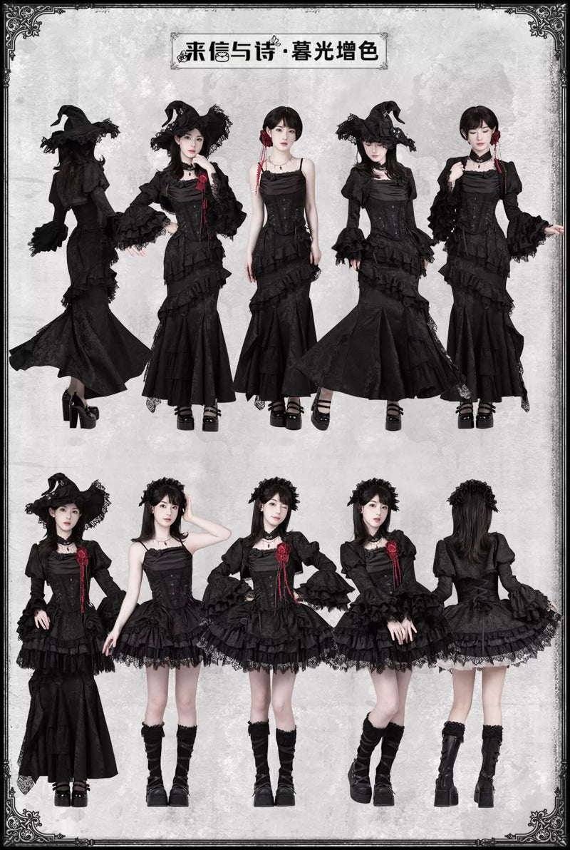 With PUJI - Twilight - Black Gothic Lolita Skirt Set, Witch-Inspired detail view 6