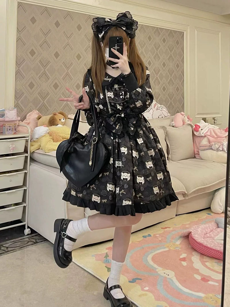 Yueele - Midnight Academy - Plus-Size Sweet Lolita OP Dress - detail view 3