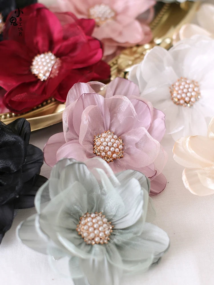 Xiaogui - Elegant Lolita Headdress Organza - Flower Hairpin Headwear