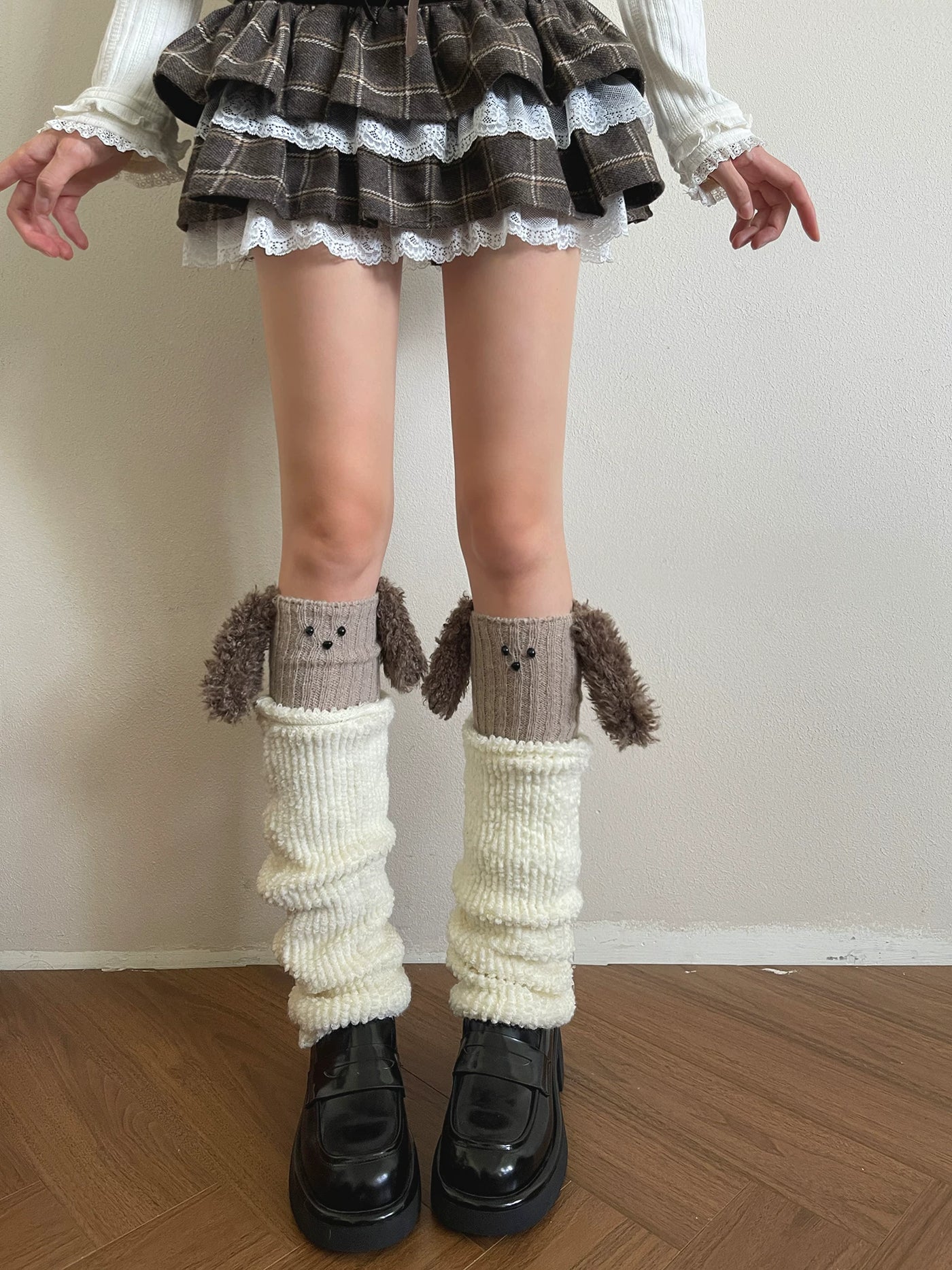 Sock Noble - Cinnamoroll & Teddy - Plush Sock Covers with Wide Stripes and Floppy Ears