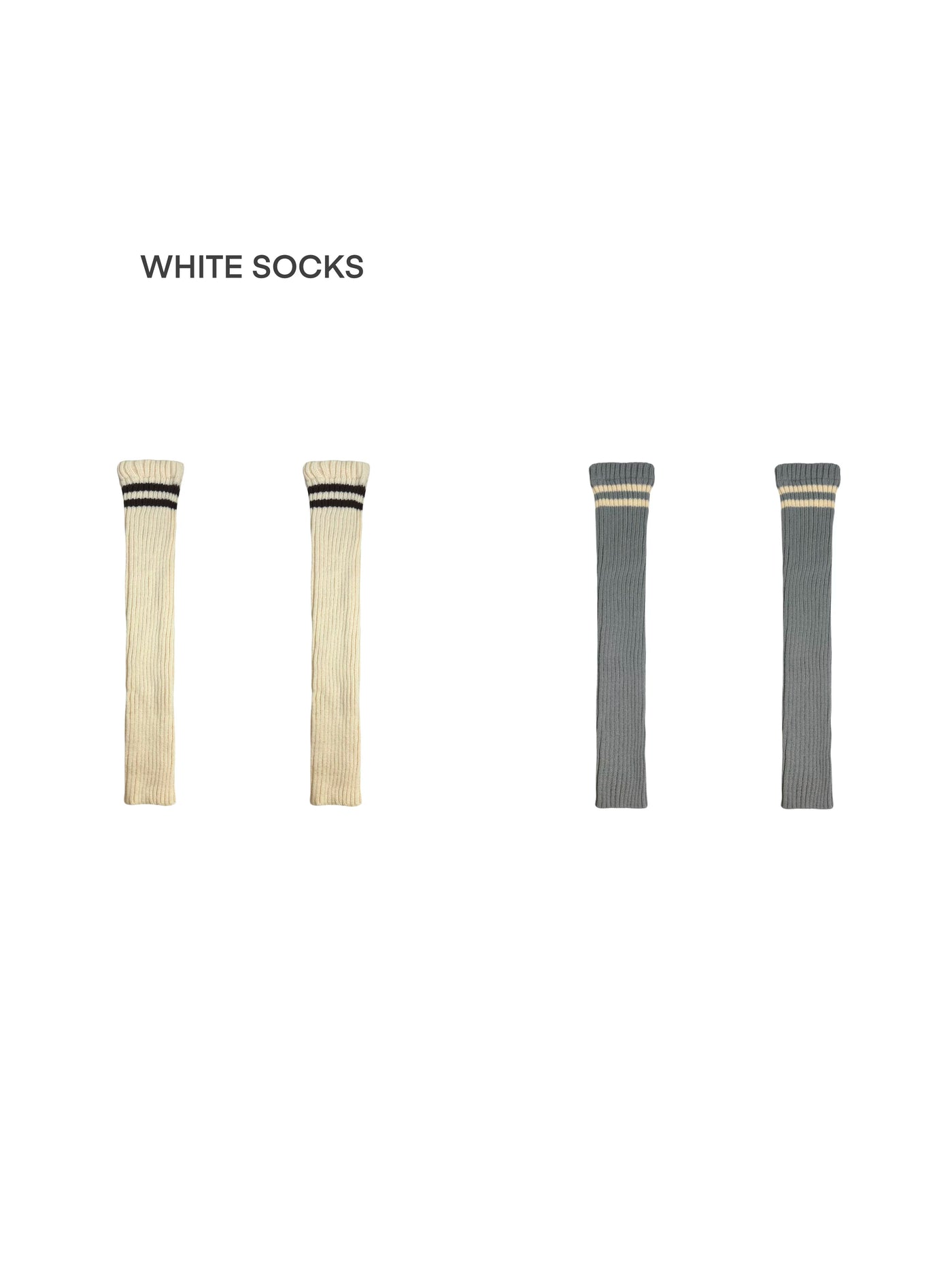 White Socks - Double Stripe - Ribbed Slouch Leg Warmers