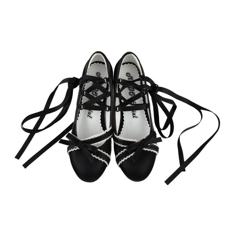 MODO Ballet Dream Ribbon Wedge Lolita Shoes – Black – view 10