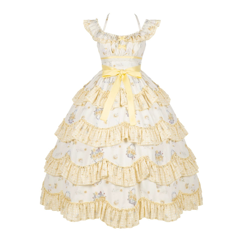 With PUJI - Small Sunflower - Classic Lolita JSK with Sunflower Print detail view 9