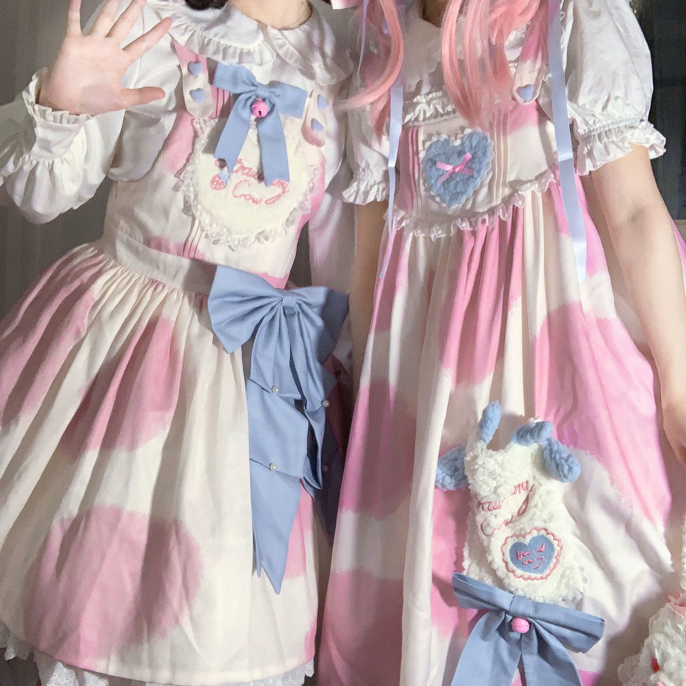 Tata Long Ear - Little Milk Cake Cow Print - JSK dress with a cow-print pattern