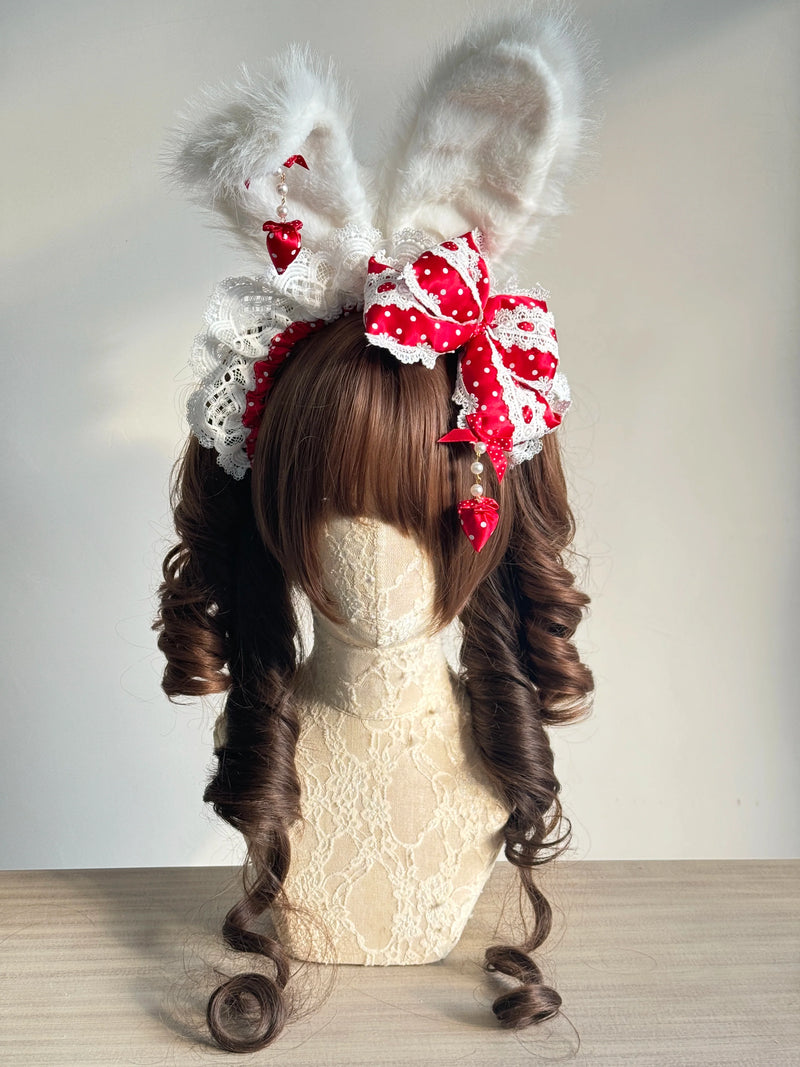 MAID - Polka Dot Bow - Sweet Lolita Headdress with Bunny-Ear Options - product detail 8