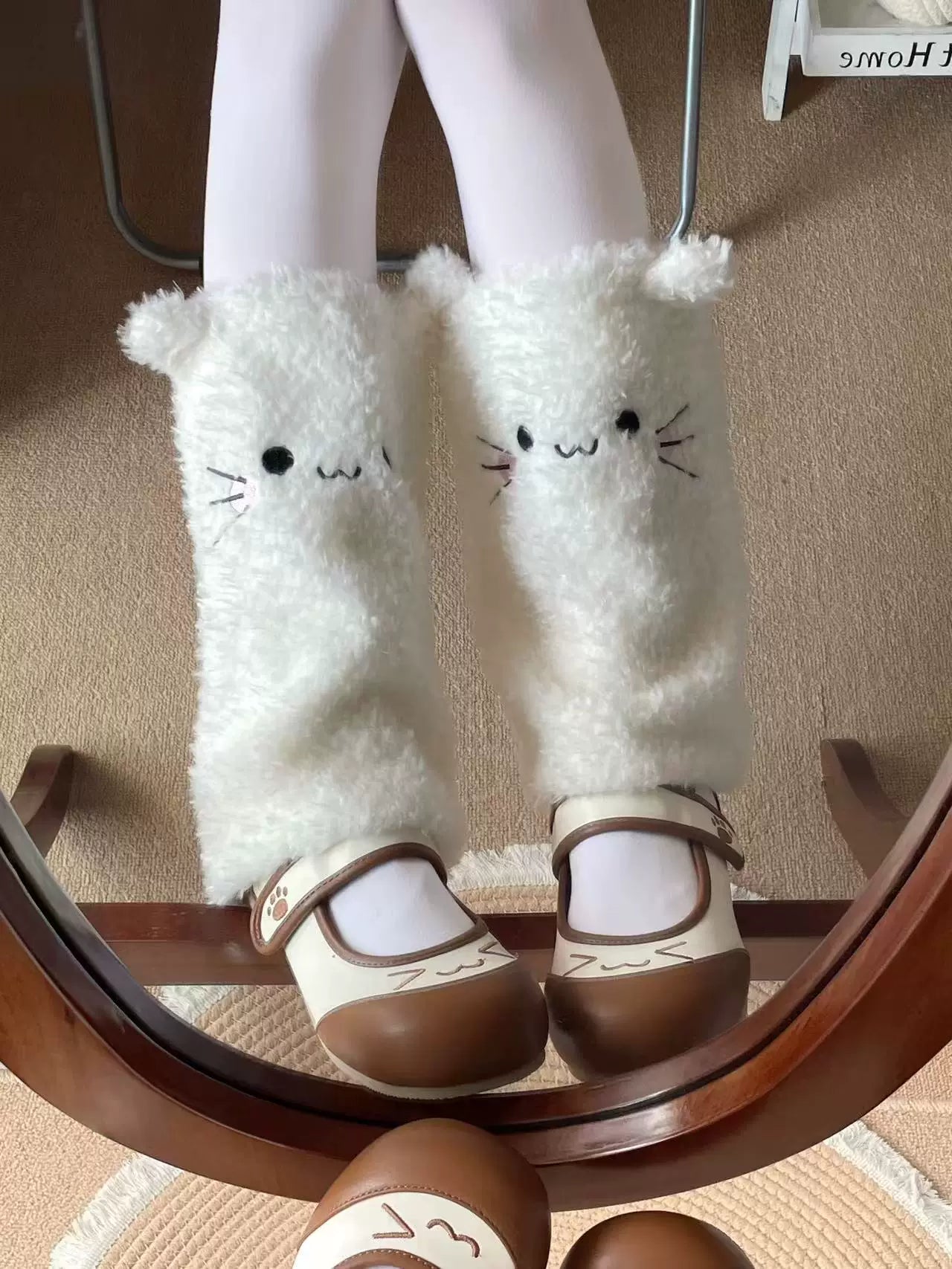 Fantasy Doll - Cat Face Cozy - Plush Cat-Face Leg Warmers