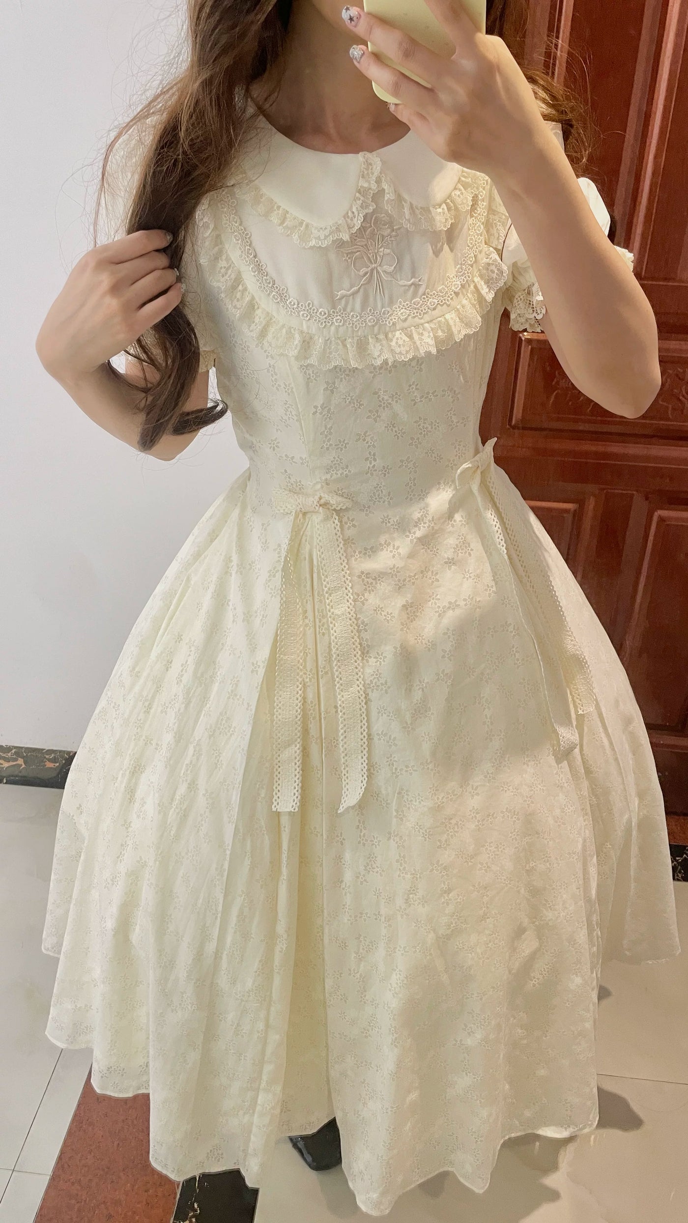 Pumpkin Planet - A Bunch of Spring Appointments - White JSK with Floral Burnout Embroidery