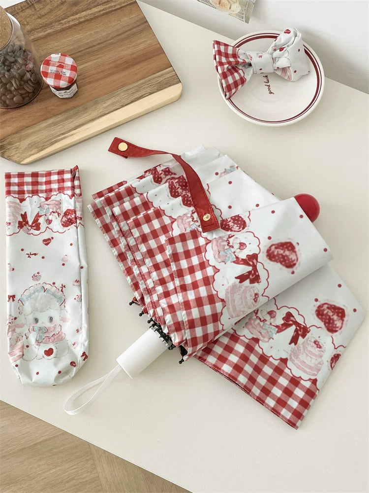 Independent Brand - Cake Little Sheep - Parasol with Sheep and Red Plaid Print