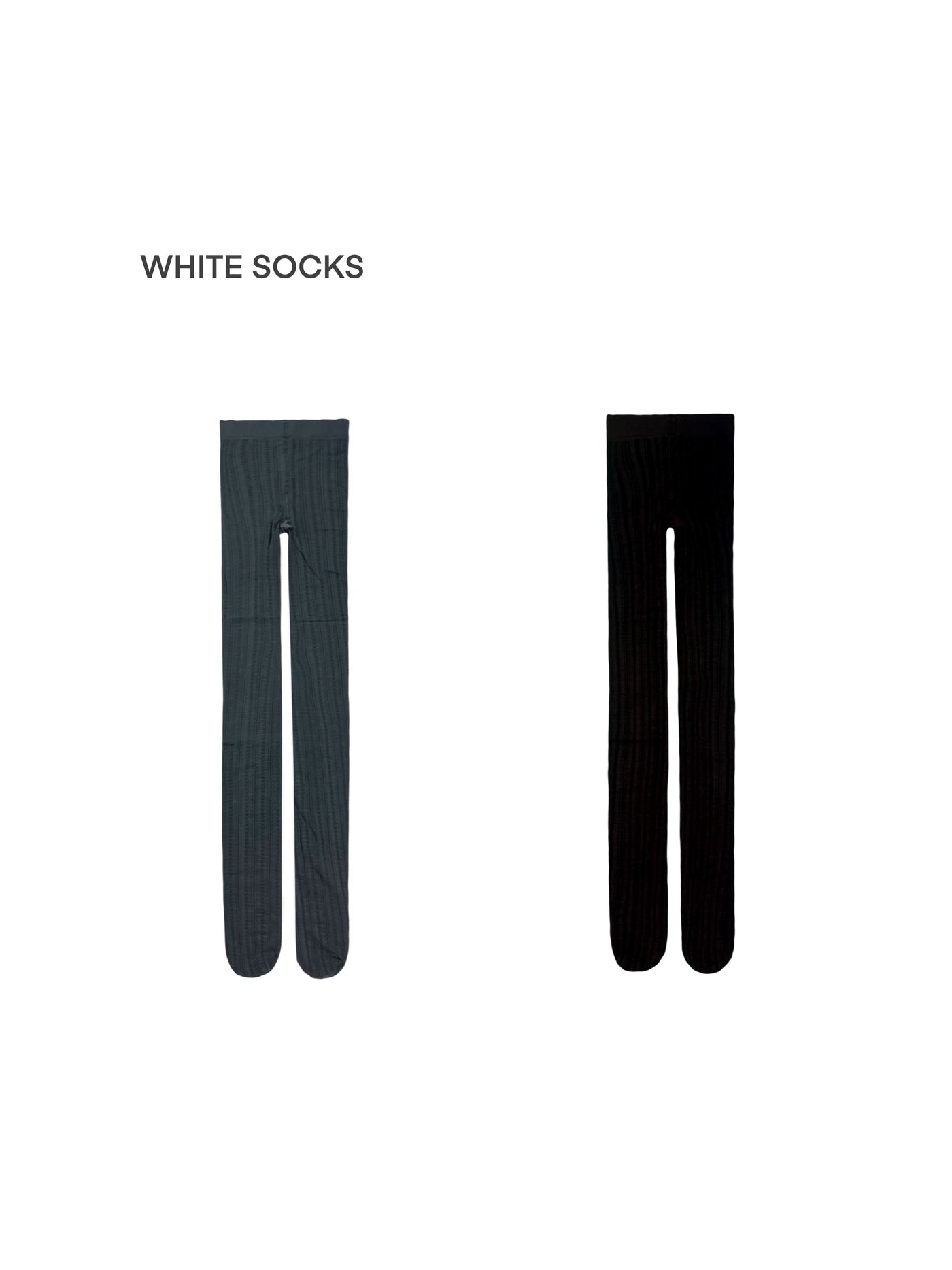 White Socks - Vintage Heart Flower Stripe - Patterned Tights with Heart-and-Flower Stripes