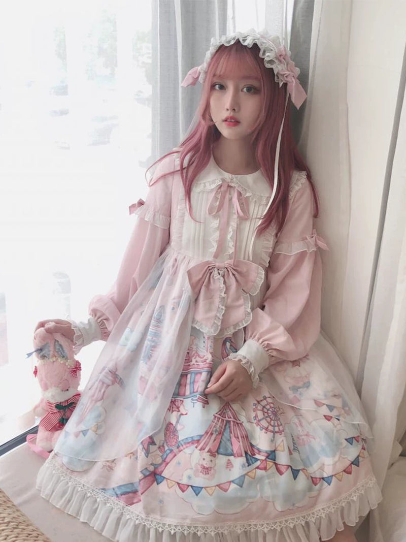 Yueele - Navy Rose Winter - Plus-Size Sweet Lolita OP Dress - detail view 3