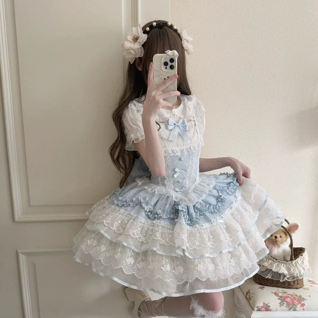 Lady Han Ballet Dream Lolita JSK dress featuring a pastel ballet-inspired design with ruffles and bow details.